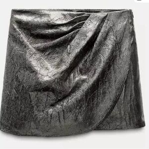 Zara Metallic Dark Gold Mini Skort